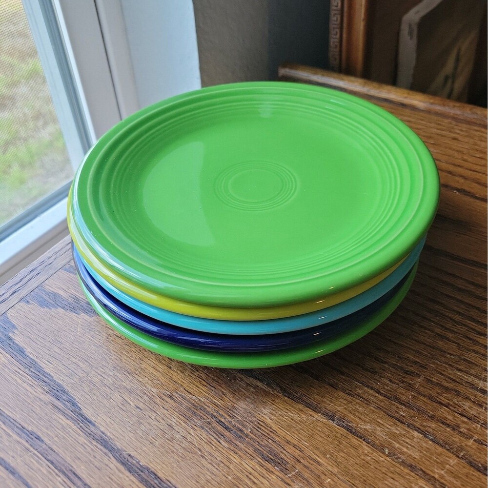 Vtg Fiestaware Salad Plates Set Of 4 Homer Laughlin 7.25 inch Assorted Colors